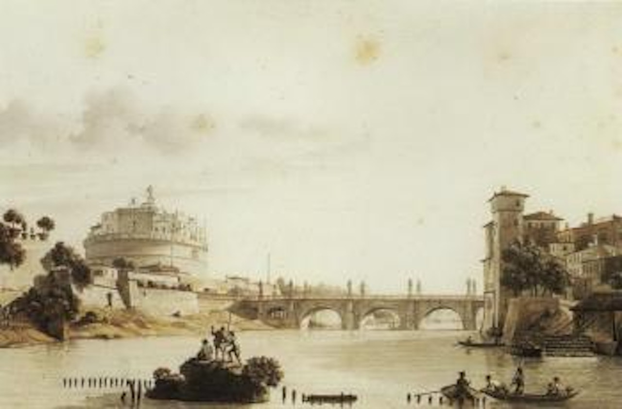 Rome vue du Tibre avec le chateau Saint-Ange by Victor Jean Nicolle