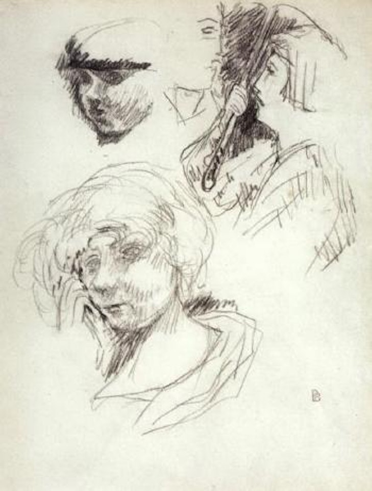 Tete de Marthe et tetes de Misia Natanson et Serge Draghilev by Pierre Bonnard