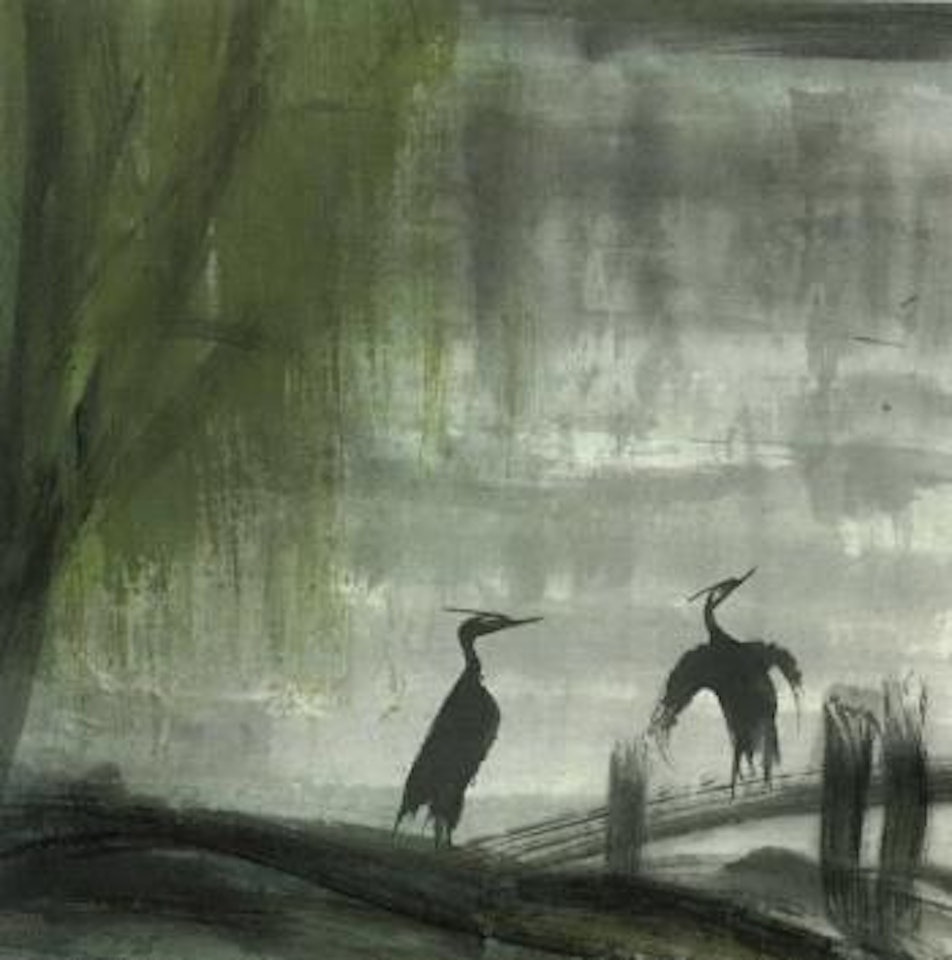 Grues et arbre by Lin Fengmian