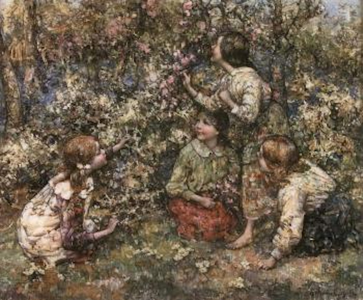 Picking blossom by Edward Atkinson Hornel