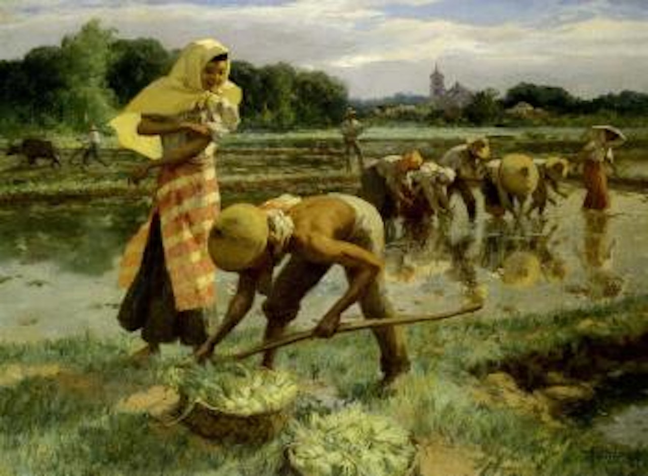 Transplanting rice by Fernando Amorsolo