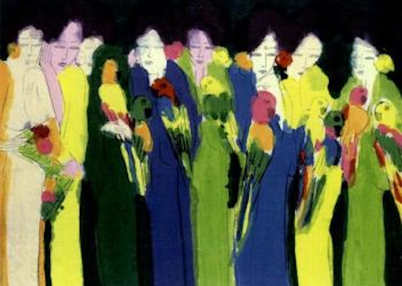 Women with parrots by Walasse Ting