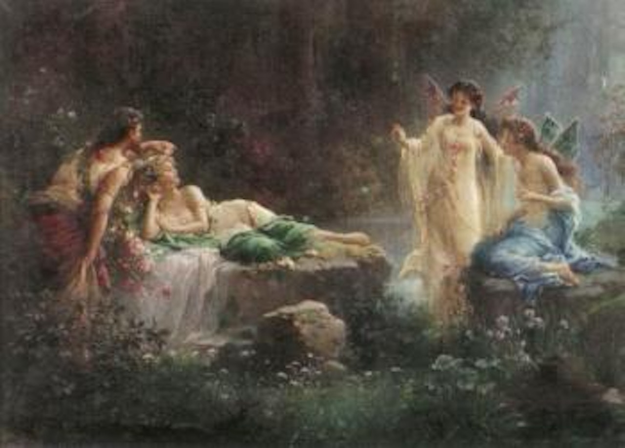 Mythological scene on rivershore by Hans Zatzka