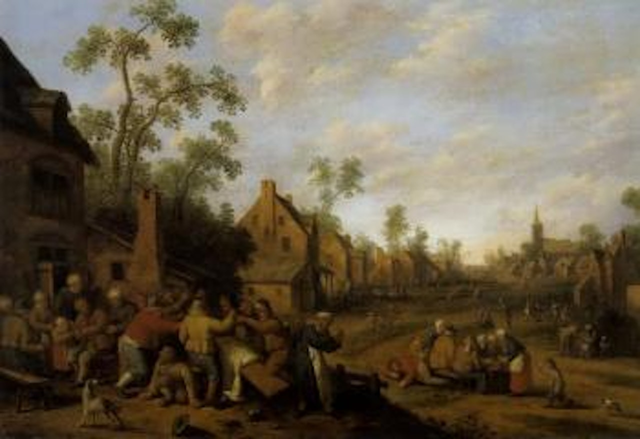 View into Dutch village with Seven Works of Charity by Joost Cornelisz Droochsloot