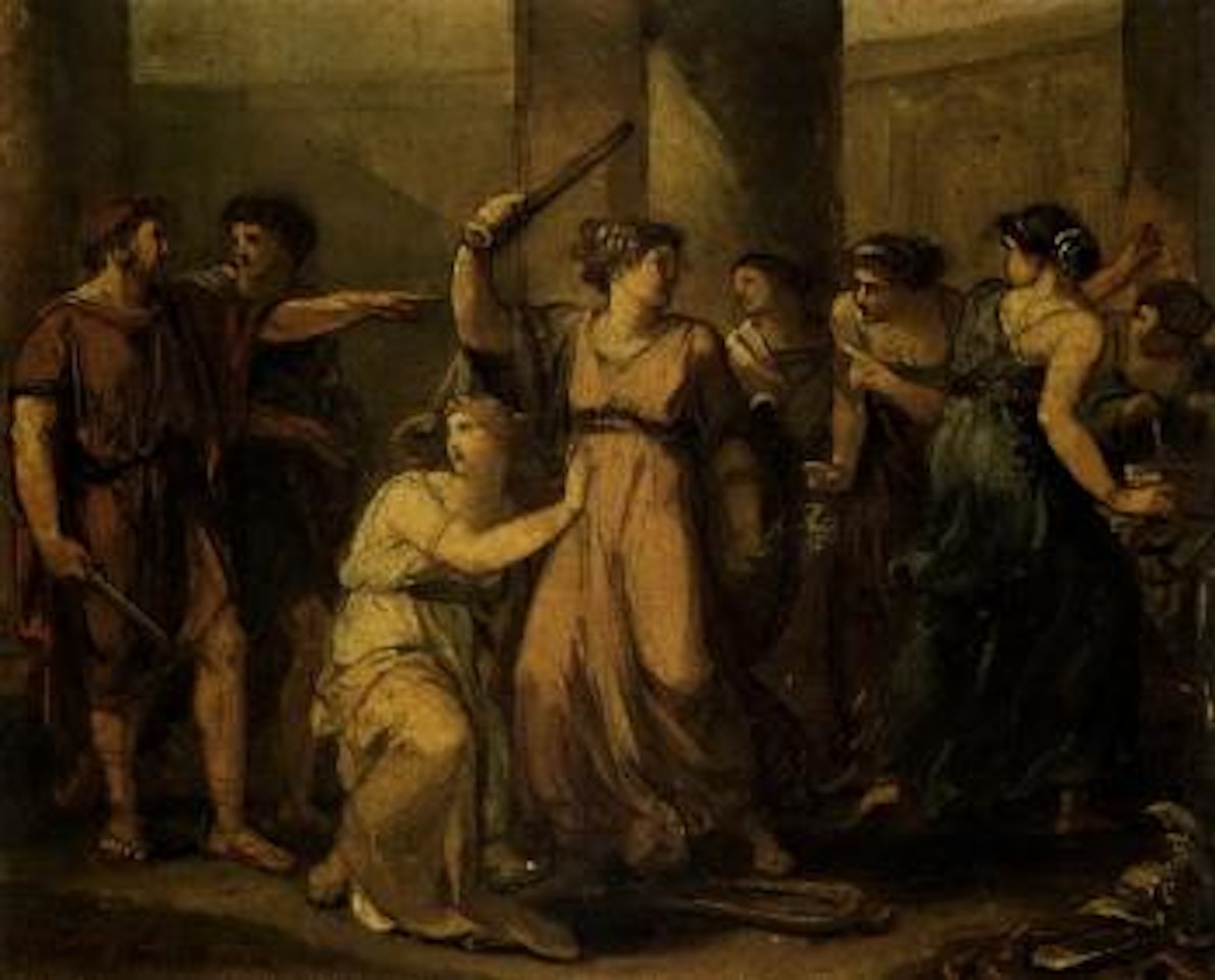 Odysseus discovering Achilles among daughters of Lycomedes by Angelica Kauffmann