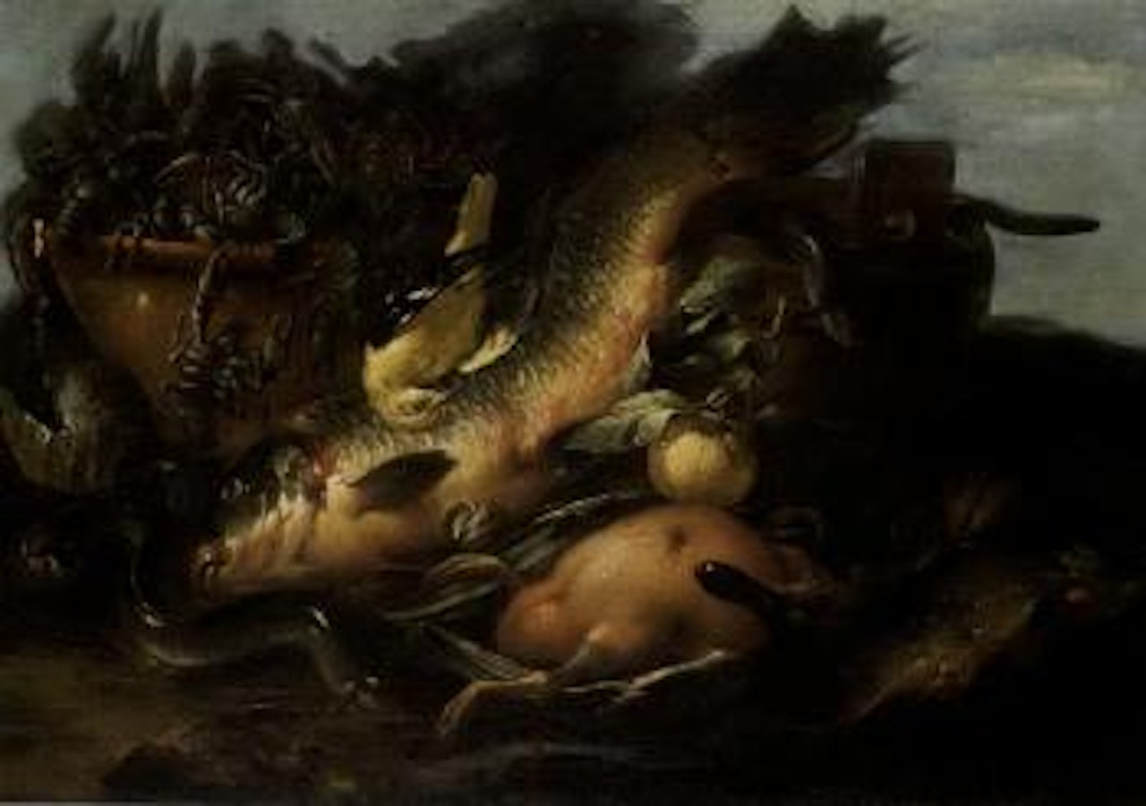 Still life with fish and crayfish by Giuseppe Recco
