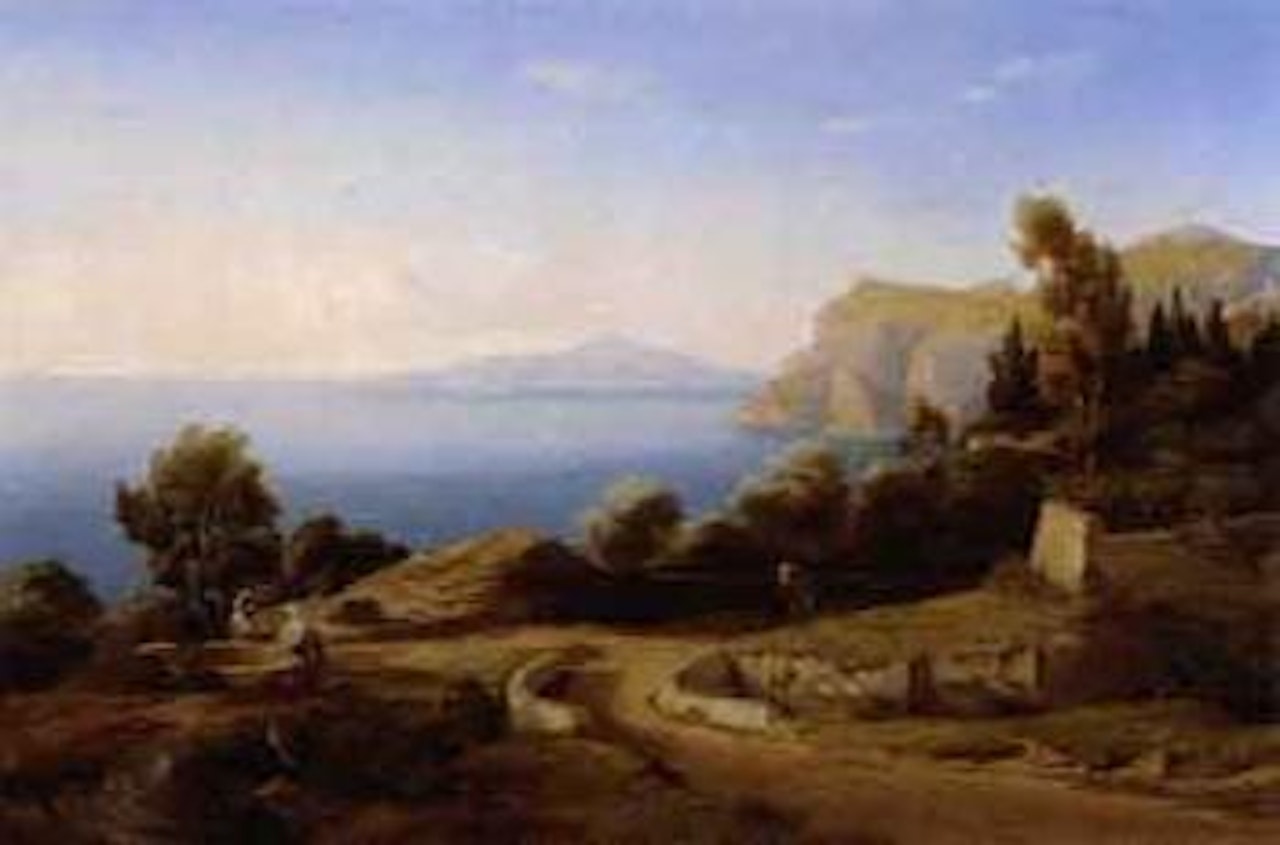 Italian coast with figures by Carl Werner