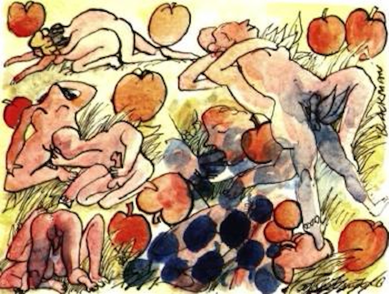 Erotic scene, from reflections in a wine glass series by Charles Blackman