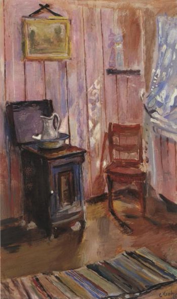 Interior, possibly the artist's home by Christian Krohg