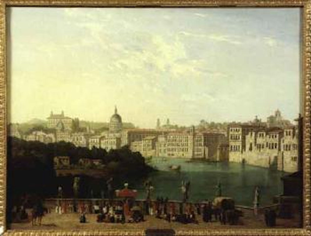 Vue de Rome et procession sur le pont du chateau Saint-Ange by Carlo Grubacs