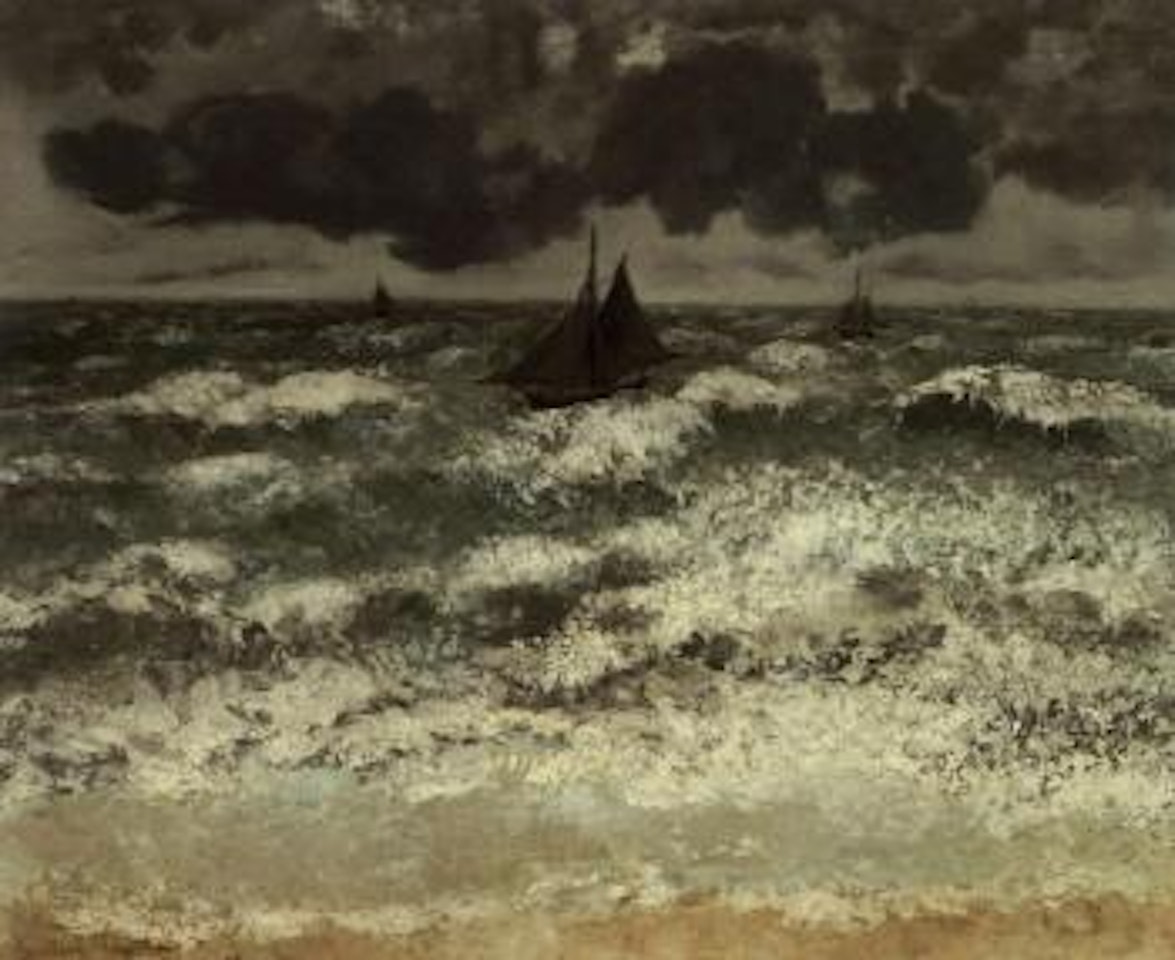 La vague, aux trois barques by Gustave Courbet