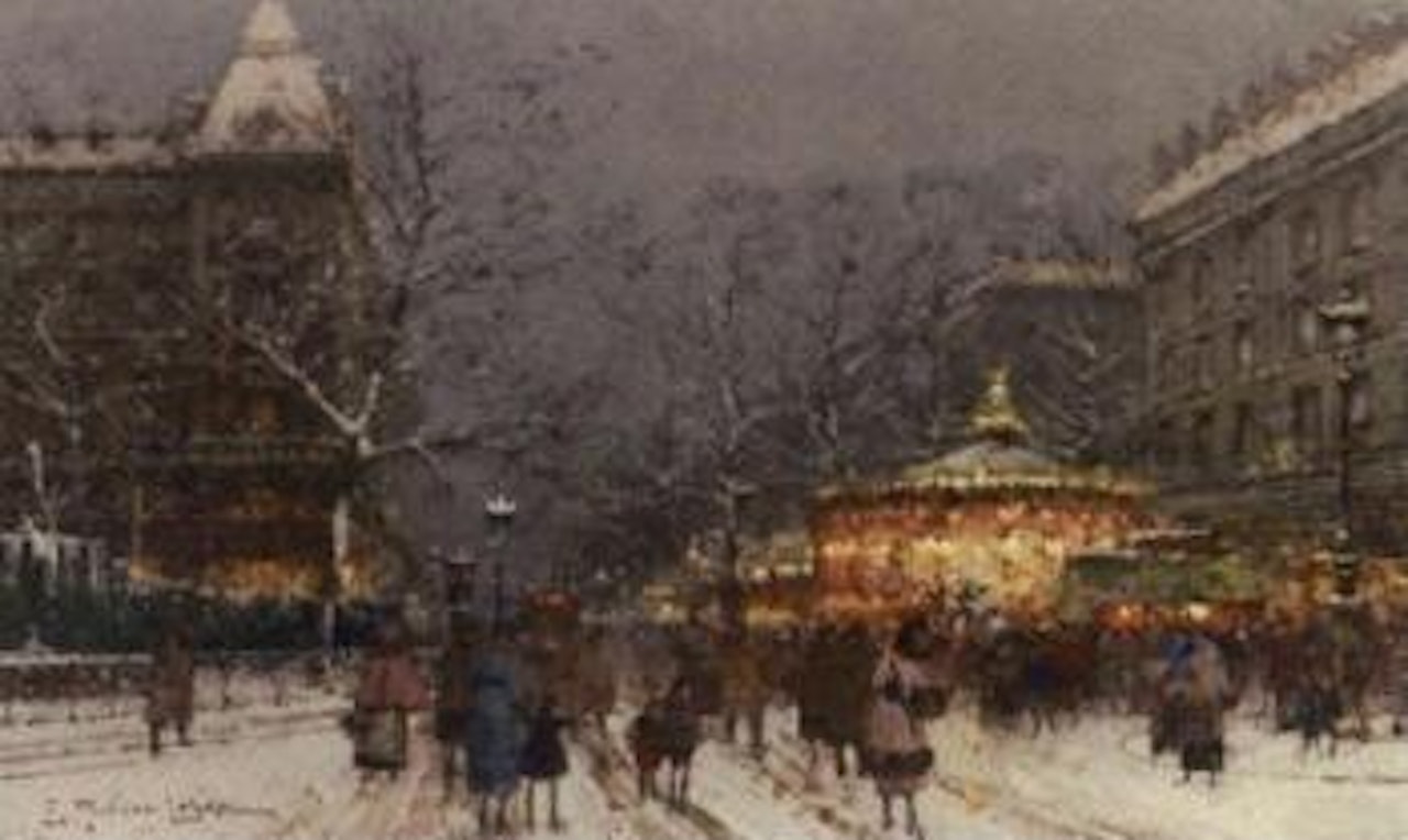 Place d'Anvers, Paris by Eugene Galien-Laloue