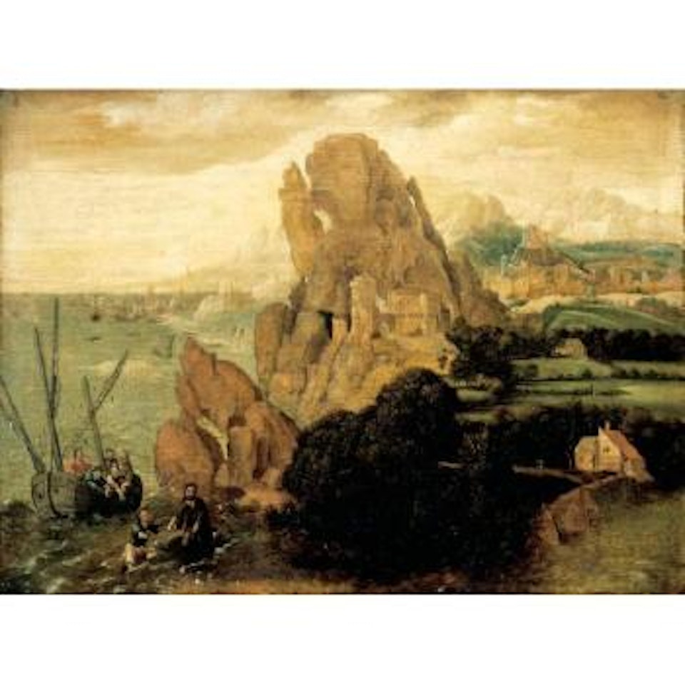 Landscape with the calling of Saint peter by Herri met de Bles