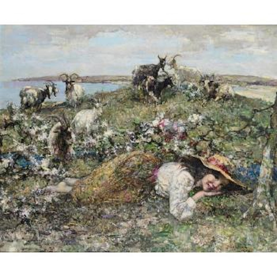 Little goat herd by Edward Atkinson Hornel