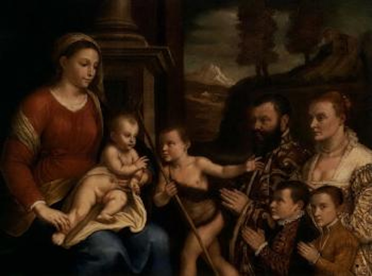 Madonna and Child with the infant Saint John the Baptist and patrican family as donors by Venetian School