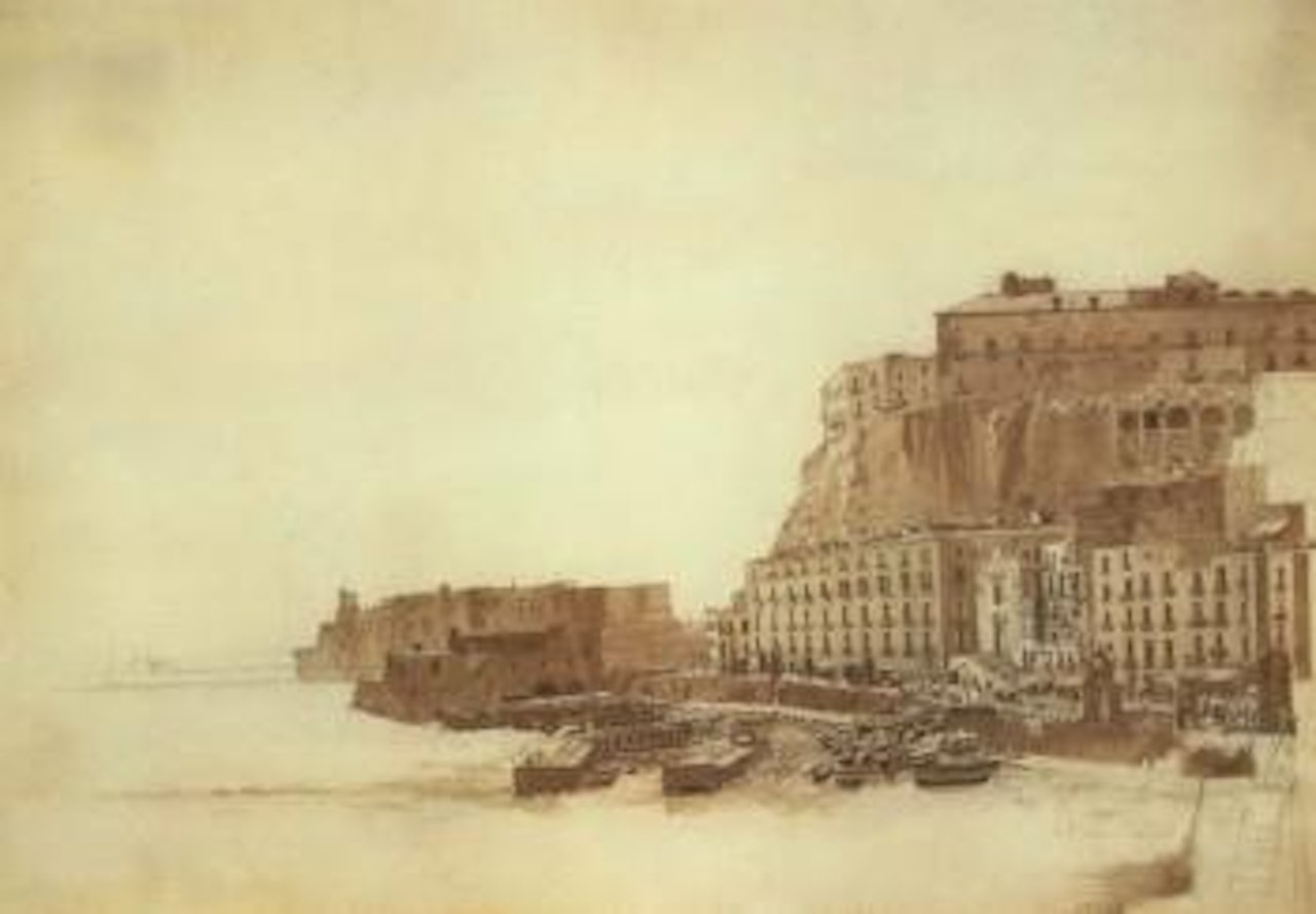 Vue de port de Naples avec le chateau de l'oeuf by Simon Denis