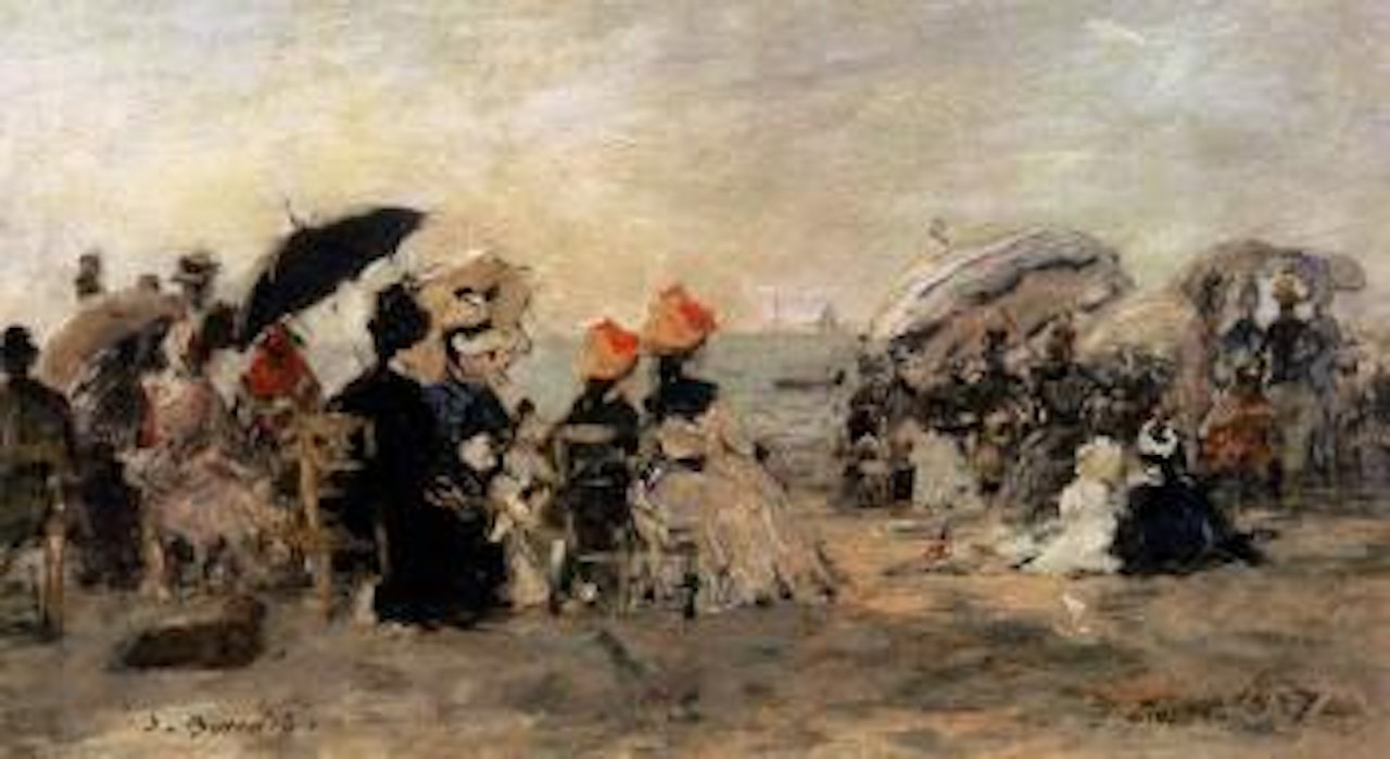 Trouville, scene de plage by Eugène Boudin