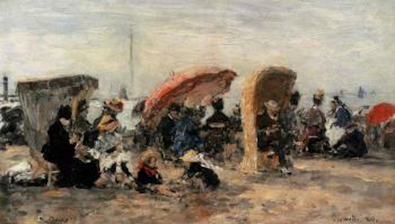 Trouville, scene de plage by Eugène Boudin