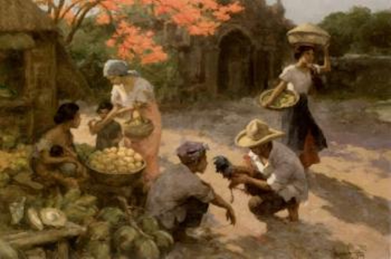 Market scene by Fernando Amorsolo