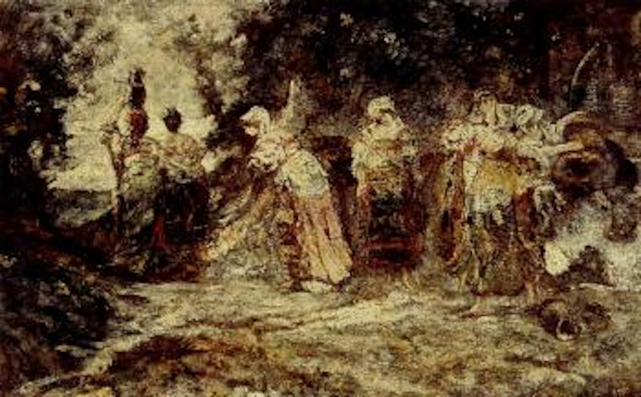 At the well by Adolphe Monticelli