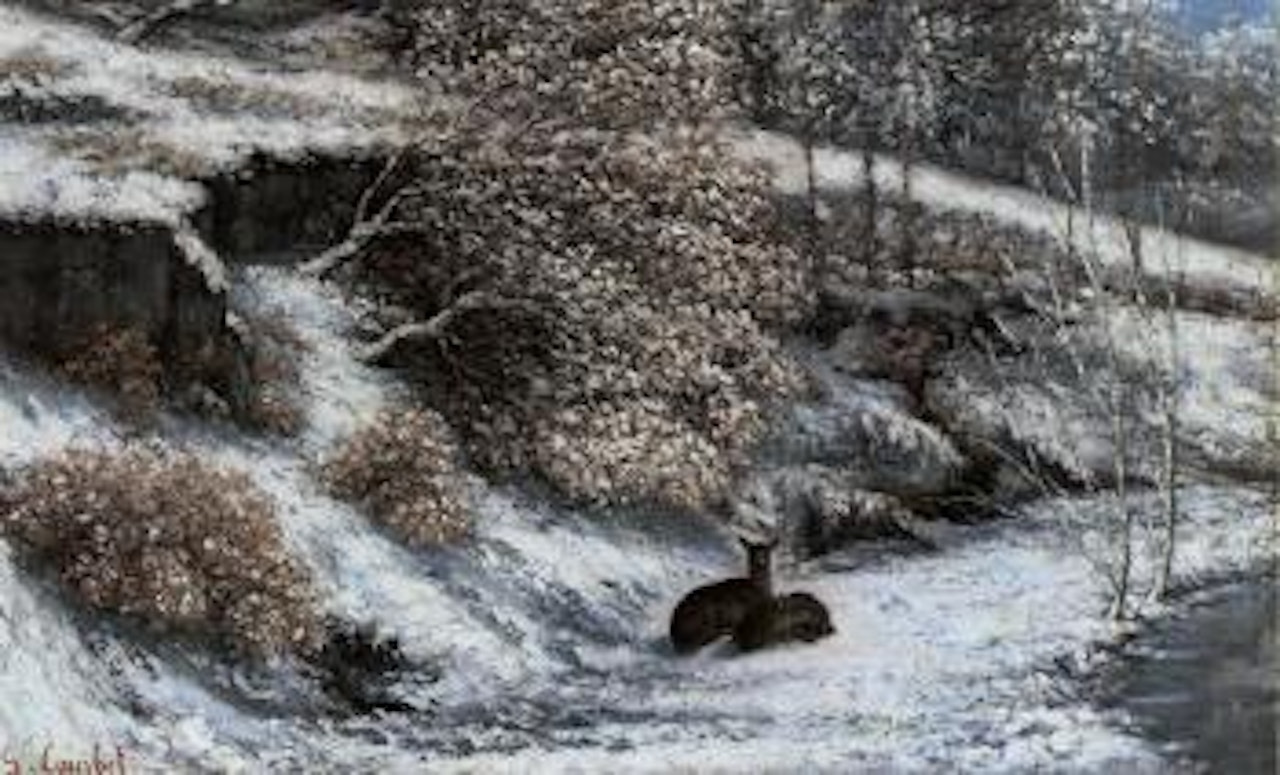 Bichesdans la neige by Gustave Courbet