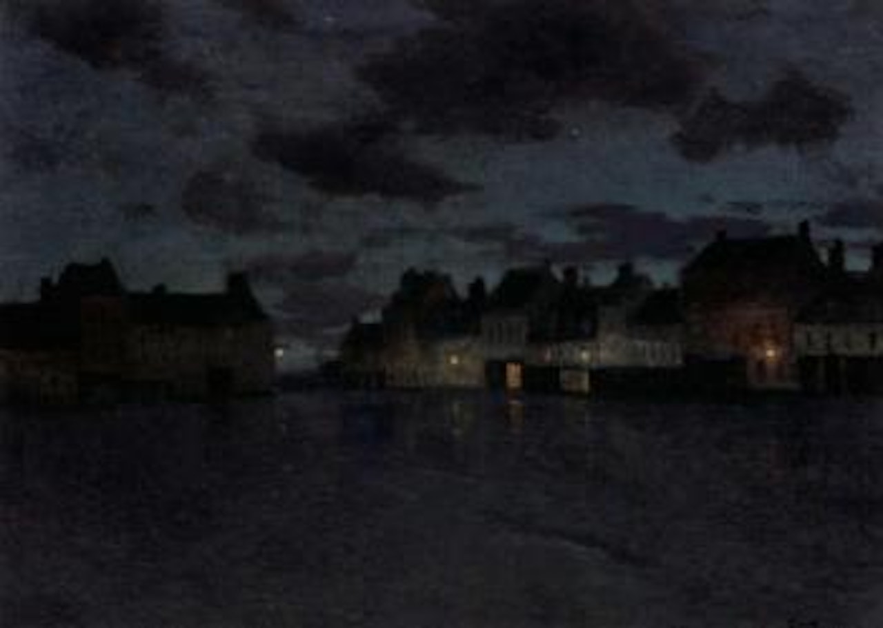 Market place in Dieppe, after a rain storm by Fritz Thaulow