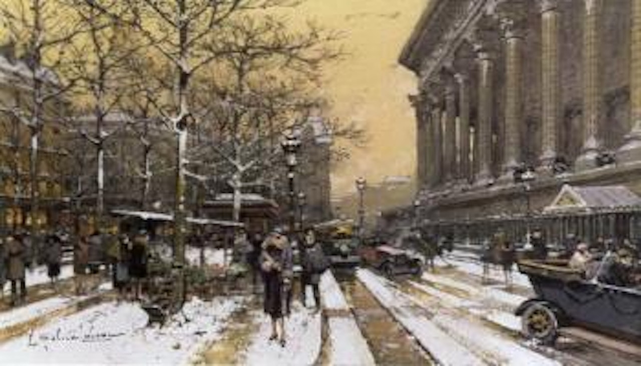 La Madeleine en hiver by Eugene Galien-Laloue