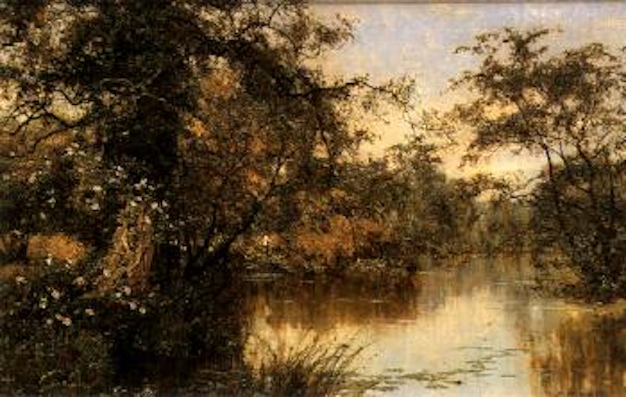 Fishing by a quiet river by Edward Wilkins Waite