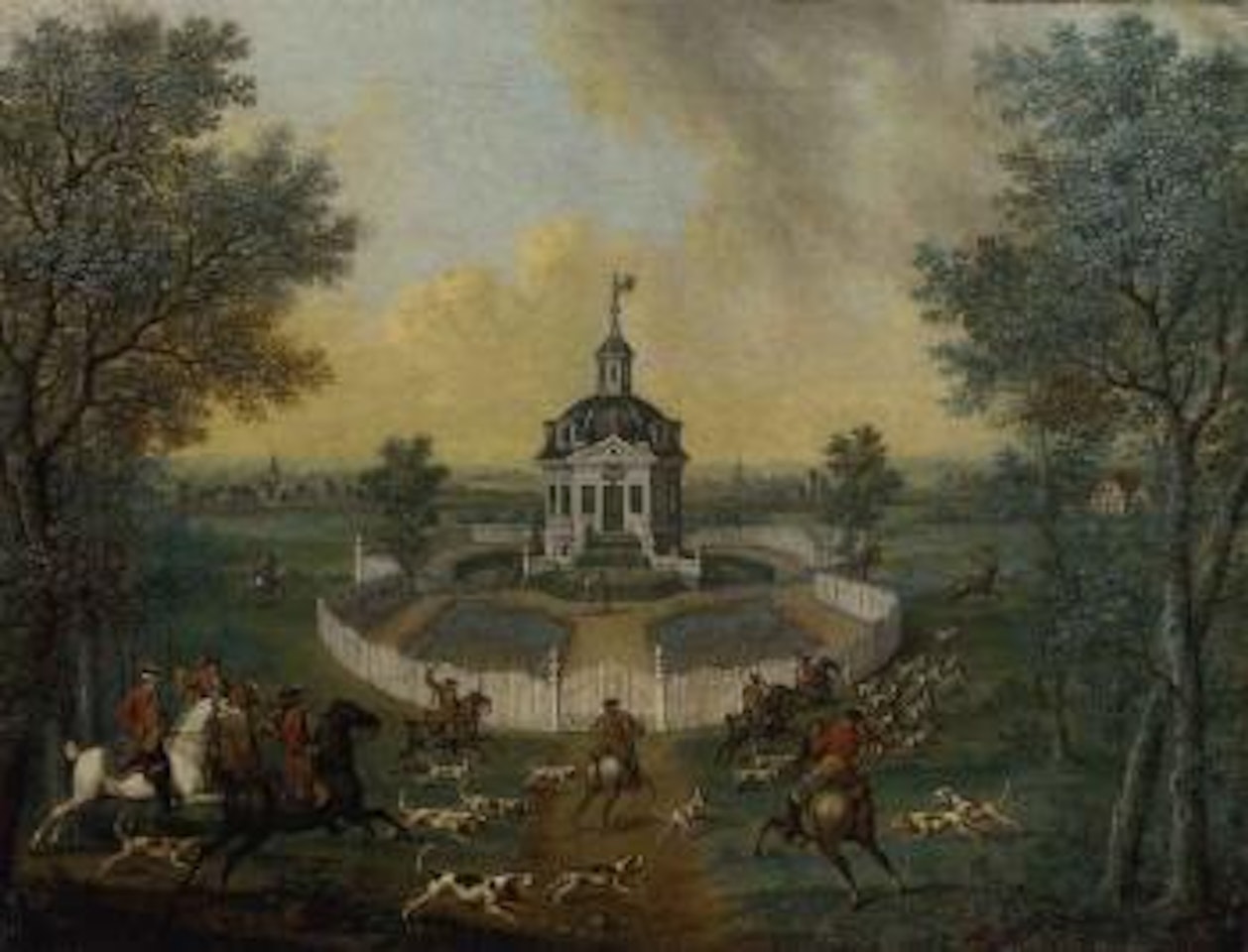 Stag hunt. End of a stag hunt by German School