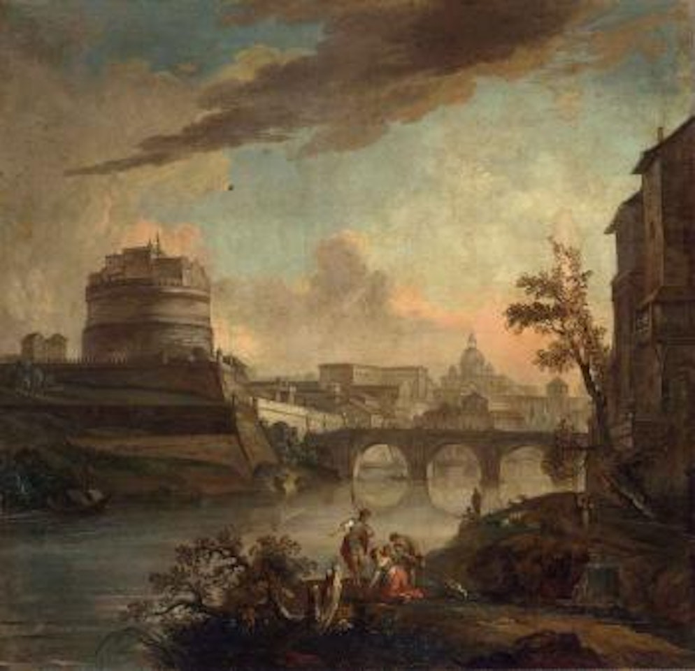 Capriccio view of the Tiber, with the Castel Sant'Angelo by Italian School