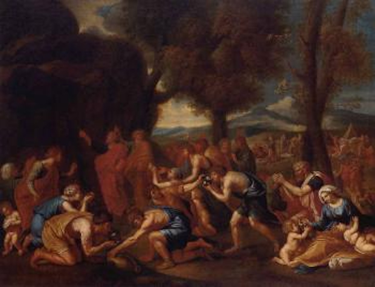 Moses striking the rock by Nicolas Poussin