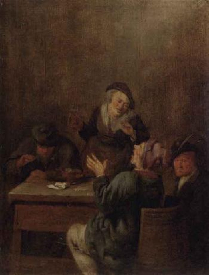 Peasants smoking and drinking by a table by Jan Miense Molenaer