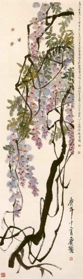 Wisteria and bees by Qi Baishi