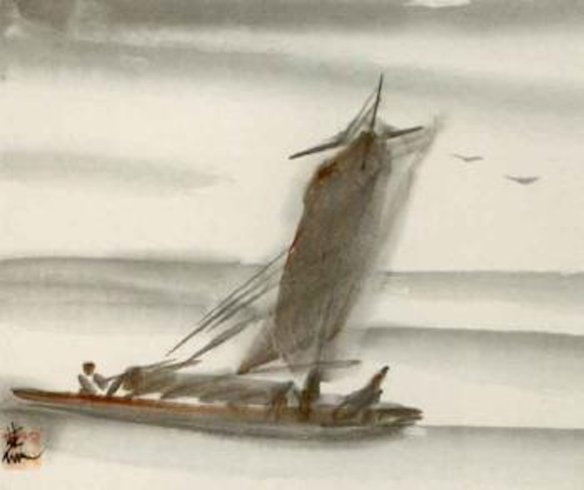 Landscapes, cranes by Lin Fengmian