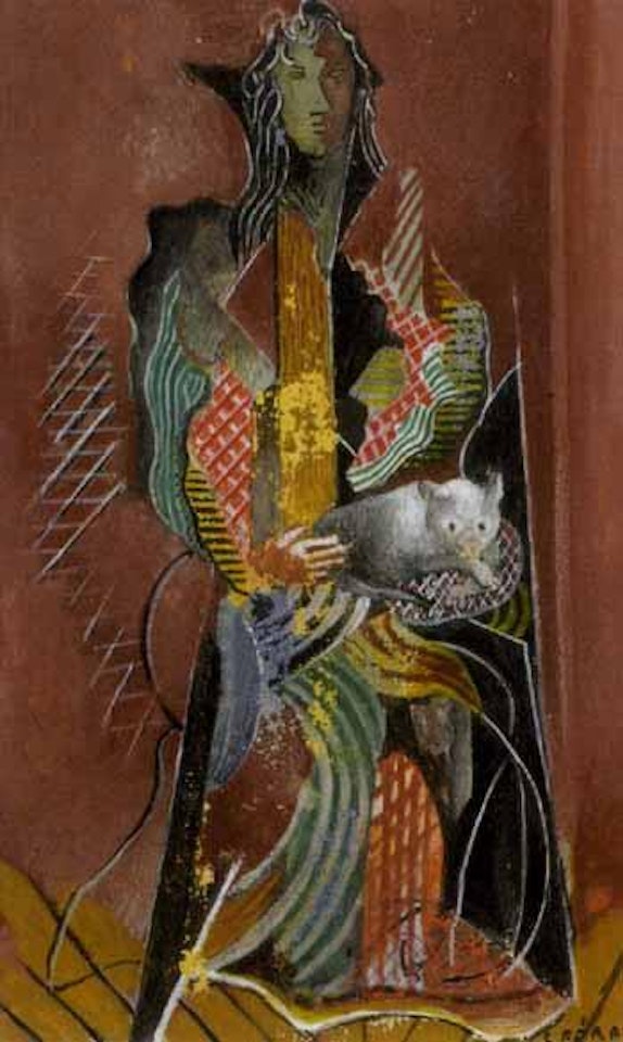 Femme assise au chat by Serge Férat