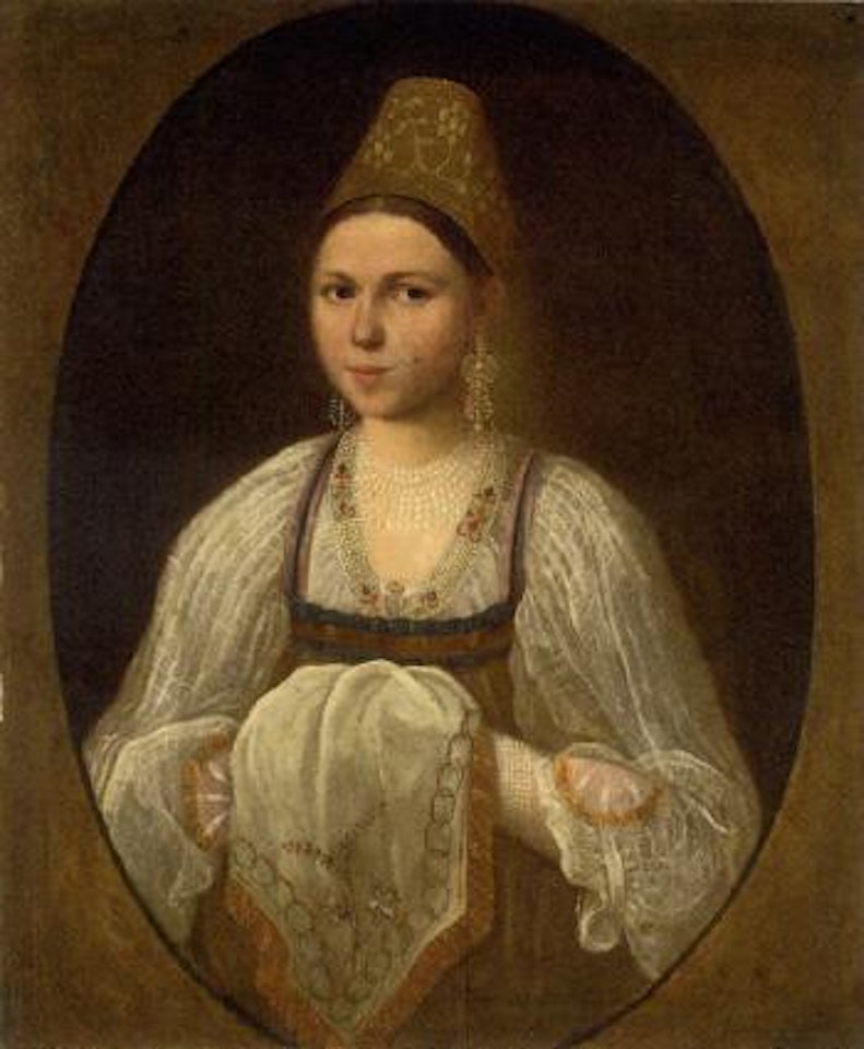 Portrait of a young woman in traditional Russian costume by Ivan Petrovich Argunov
