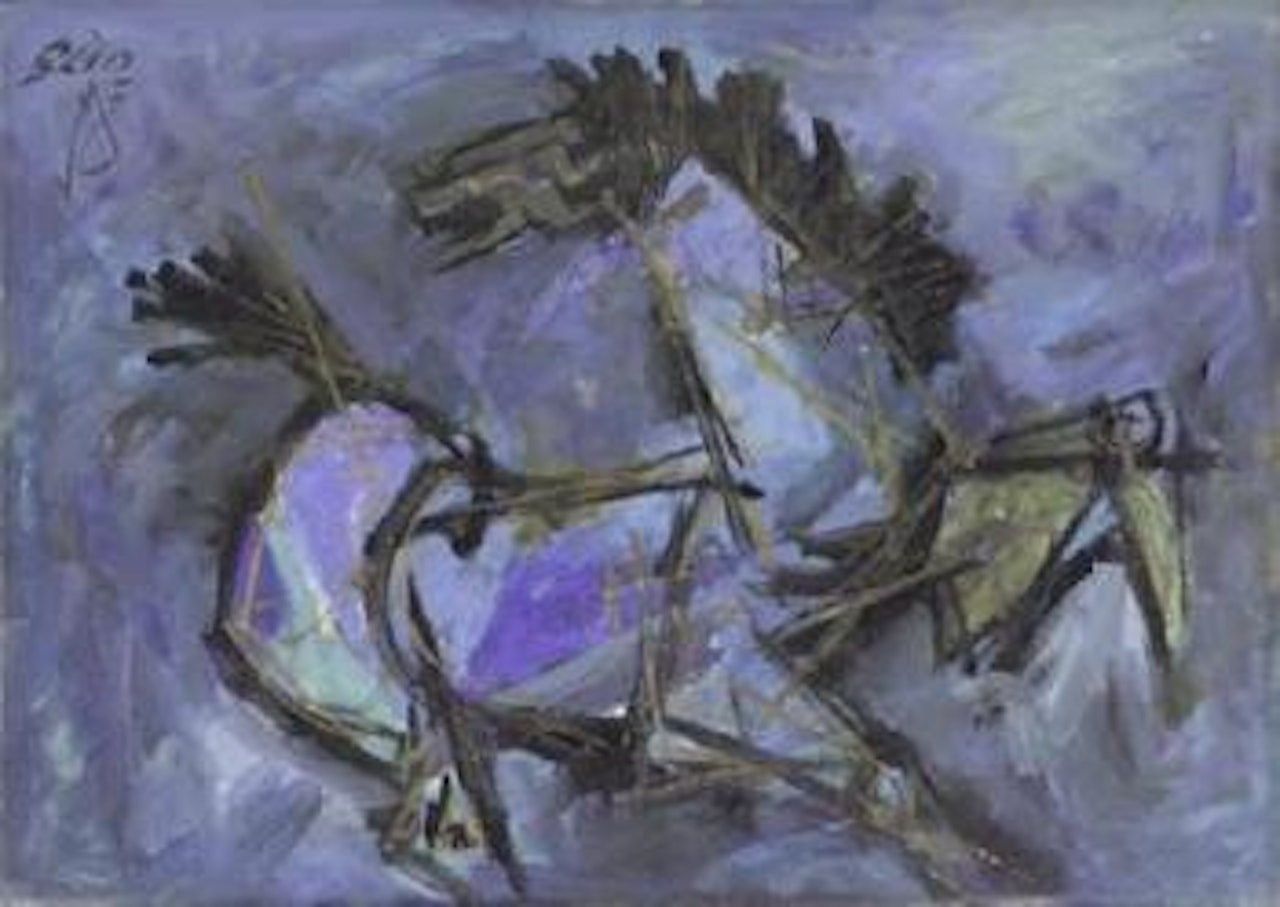 Cobalt horse by M.F. Husain