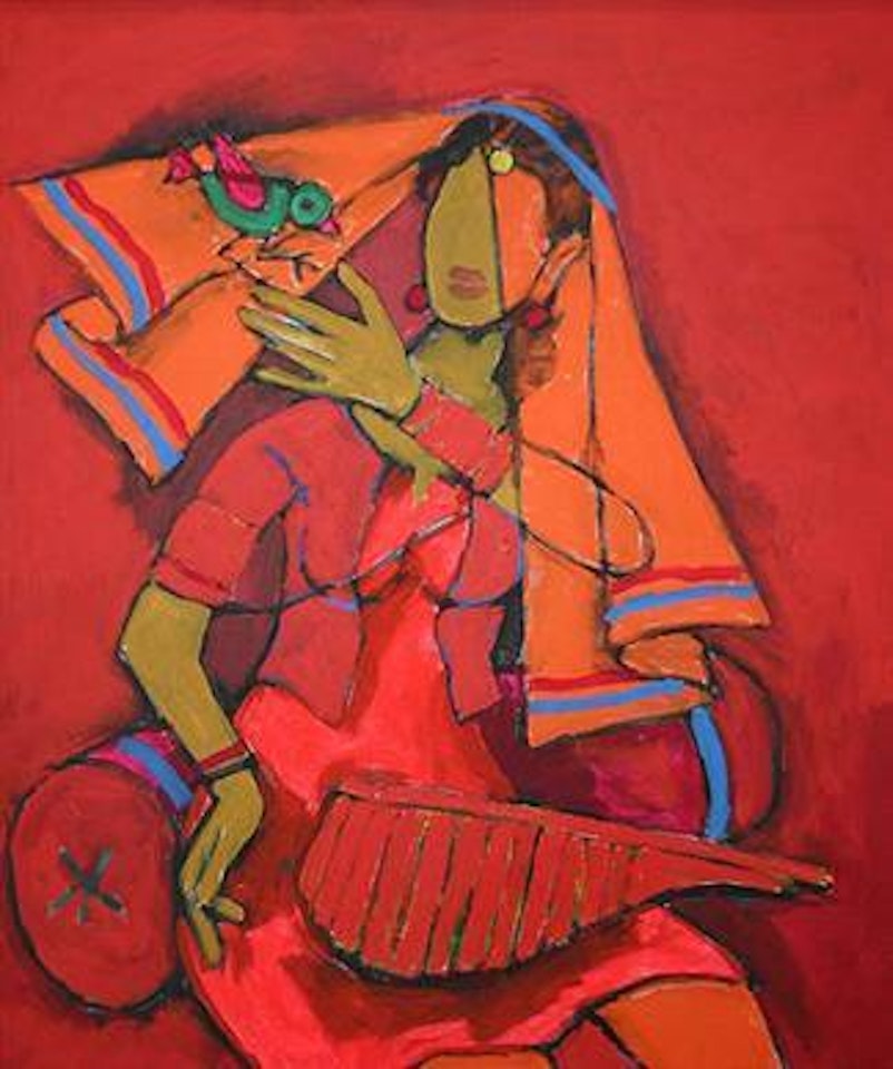 Untitled - female figure by M.F. Husain