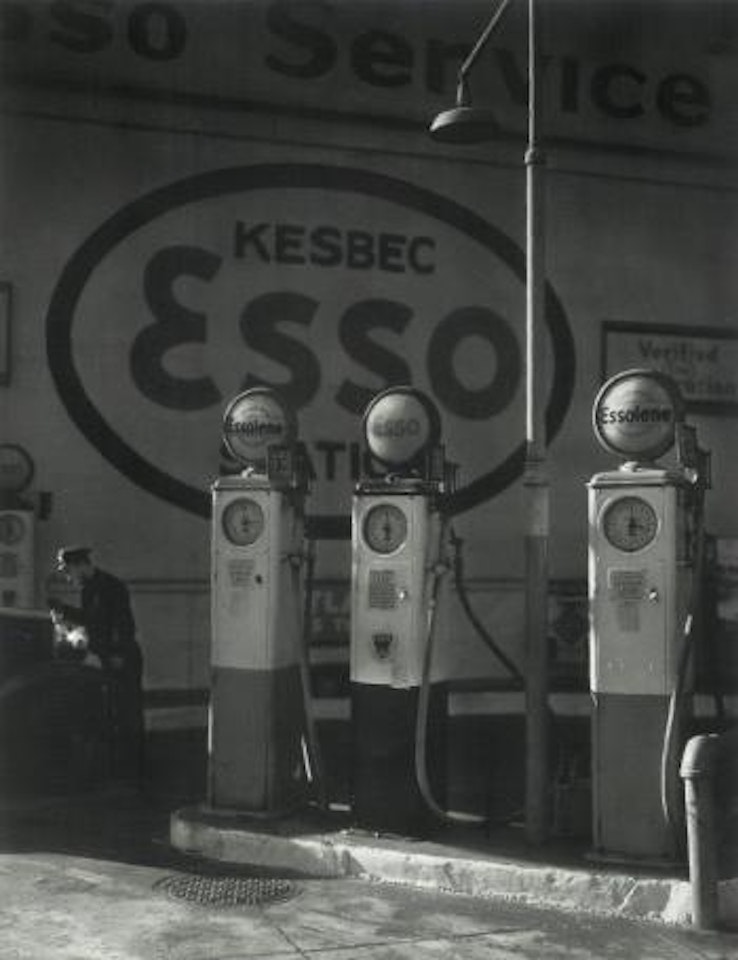 Esso station East Tremont Avenue and Dock Street, New York by Berenice Abbott