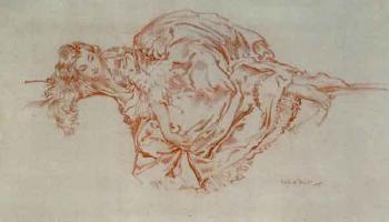 Ray in her pompadour dress by William Russell Flint