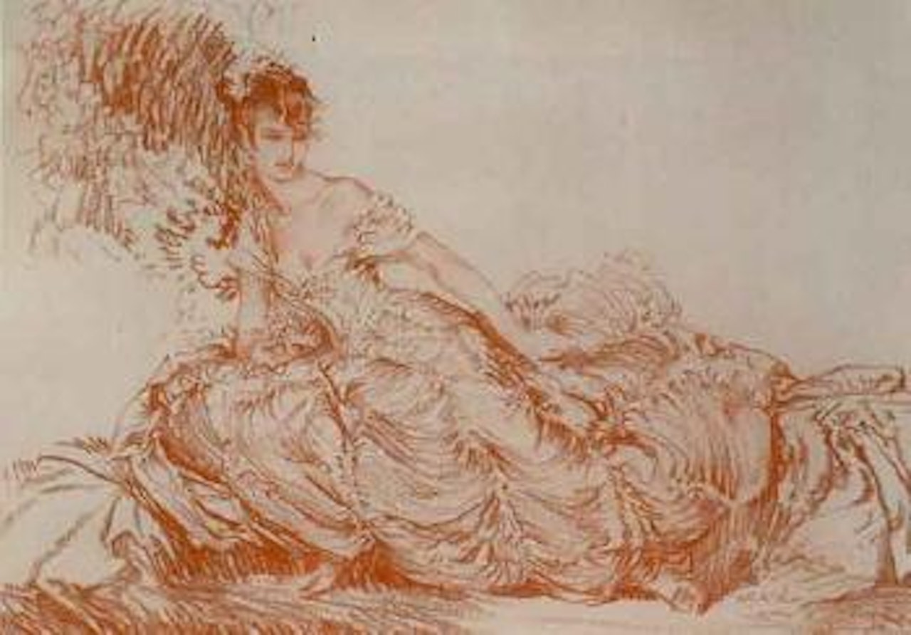 Cecilia in her ball dress by William Russell Flint