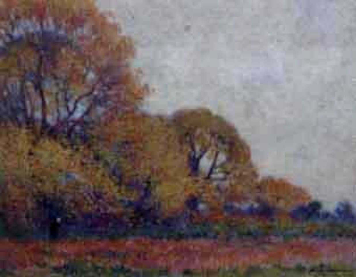 Paysage d'automne, paysanne a l'oree du bois by Ferdinand du Puigaudeau