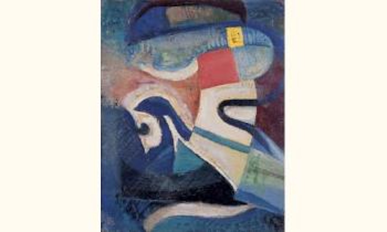 Abstraktes gemalde blau, weiss, geld by Kurt Schwitters