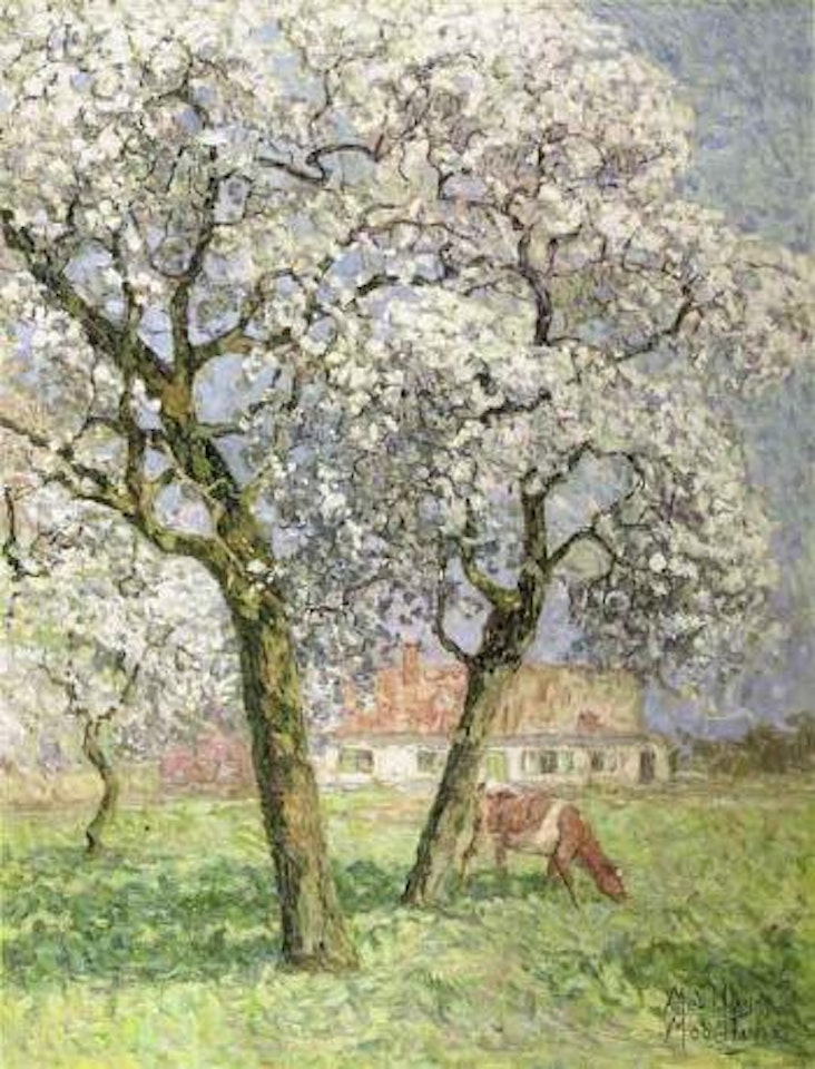 Bloeiende pereboomen by Modeste Huys