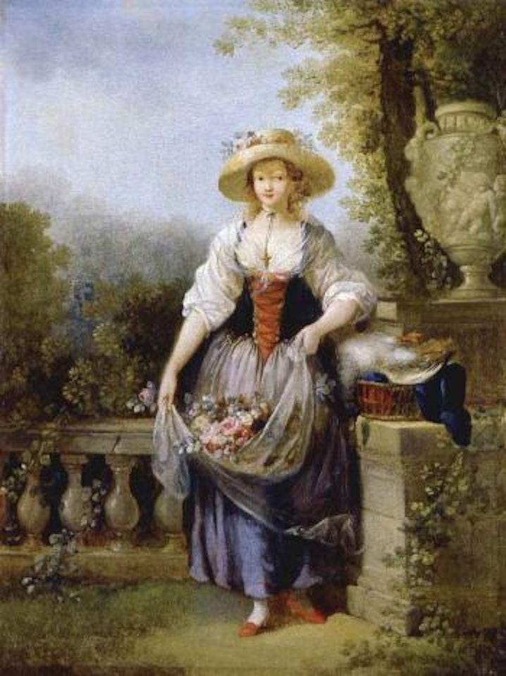 Jolie jardiniere au chapeau de paille by Jean Frédéric Schall
