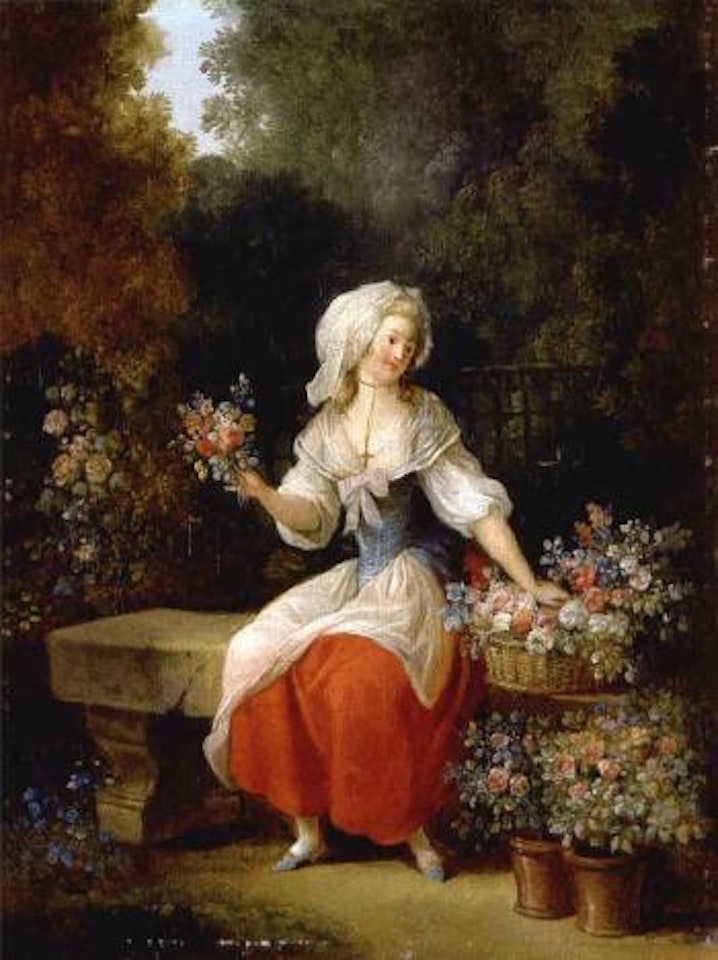 Marchande de fleurs au tablier rouge by Jean Frédéric Schall