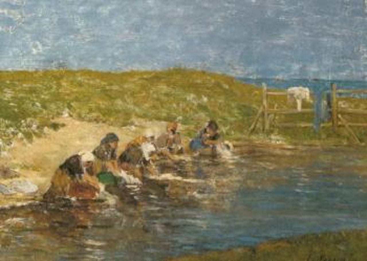 Laveuses au bord de mare by Eugène Boudin
