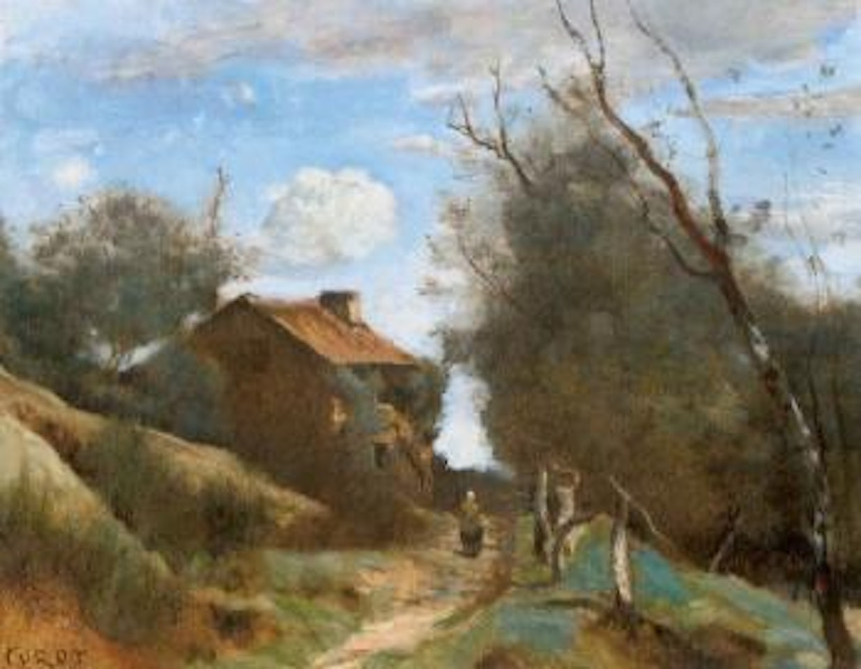 Chemin vers une maison de campagne by Jean Baptiste Camille Corot