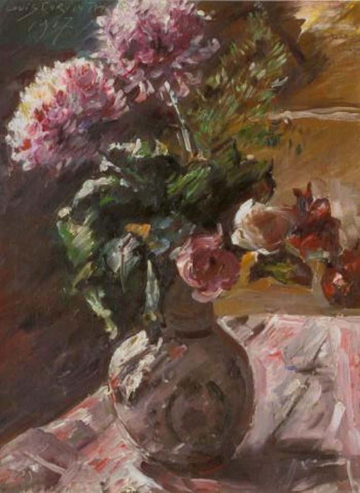 Chrysanthemums and roses by Lovis Corinth