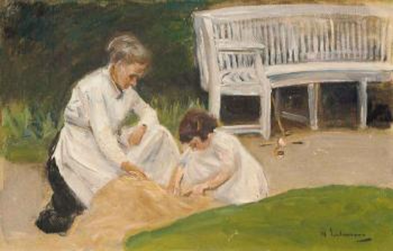 Playing in the garden by Max Liebermann
